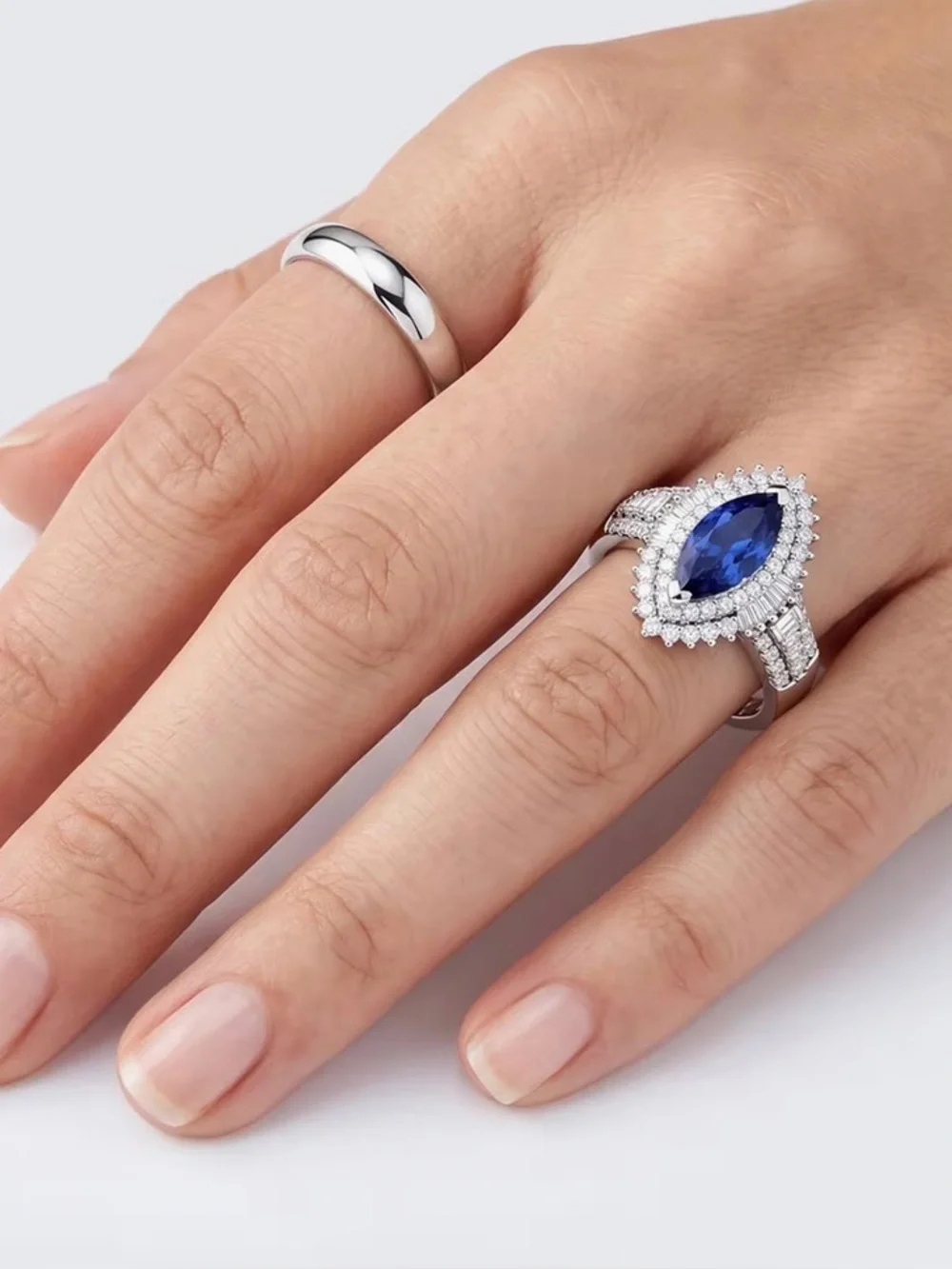 D'Joy Women’s Tanzanite/Diamond 1.50 ctw Halo Ring Sterling Silver Size 6 New